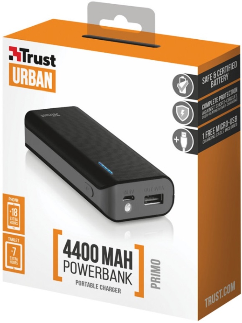 TRUST POWERBANK TRUST PRIMO 4400 BLACK TRUST POWERBANK TRUST PRIMO 4400 BLACK